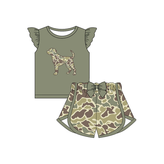 presale GSSO1694  Camouflage Puppy Green Fly Sleeve Shorts Set 2024 11.30