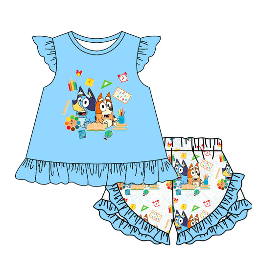 presale GSSO1696 Alarm Pencil Blue Fly Sleeve White Shorts Set   2024 11.30