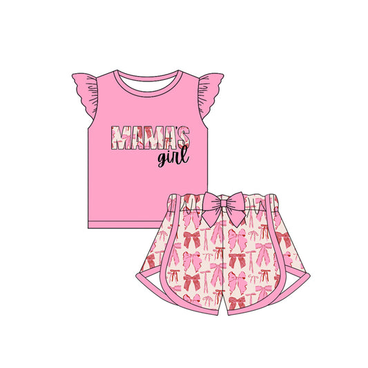 preorder GSSO1714  Pink Bow Pattern Fly Sleeve Shorts Set  2024 12.4