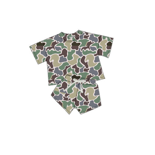 presale GSSO1722 Brown and green camouflage short-sleeved shorts suit   2024 12.6