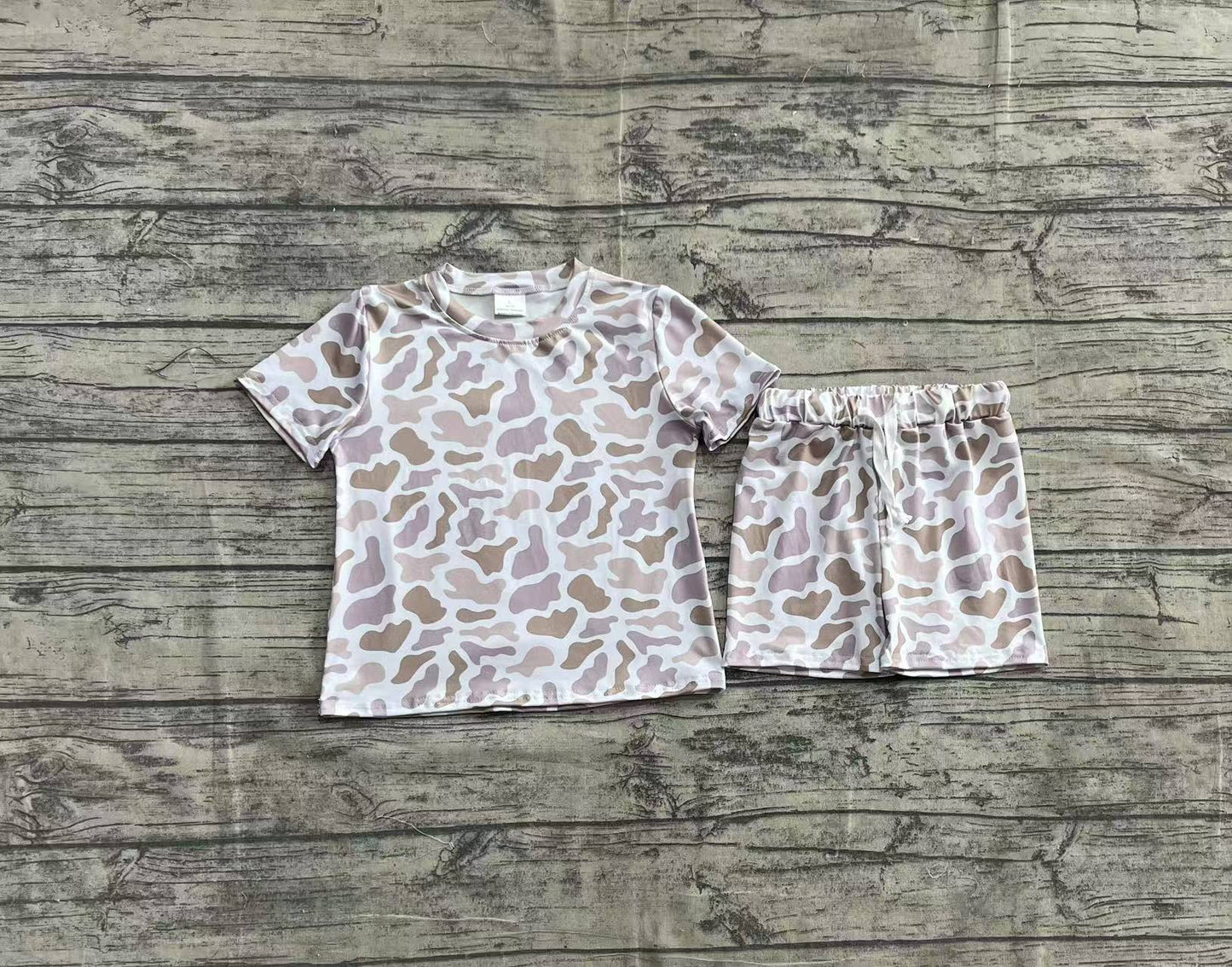 GSSO1725  Grey camouflage short-sleeved shorts suit  D 4.9