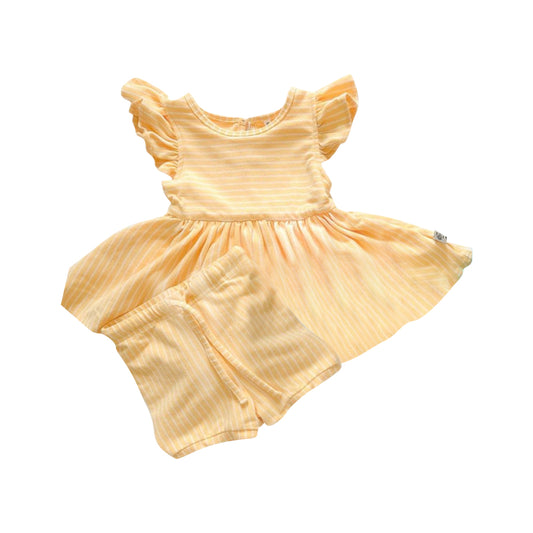 presale GSSO1730 Striped Yellow Fly Sleeve Shorts Set  2024 12.7