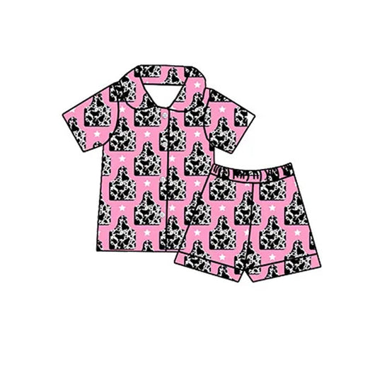 preorder GSSO1743  Ink-Painted Star Pink Short-Sleeve Shorts Pajama Set 2024 12.10
