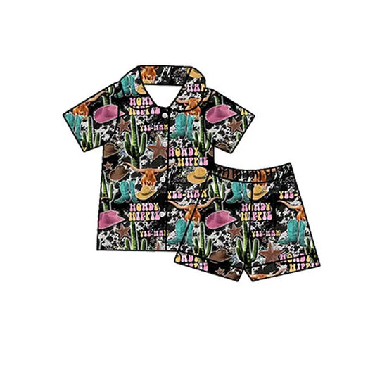 preorder GSSO1744  Cactus hat black short-sleeved shorts pajama set  2024 12.10