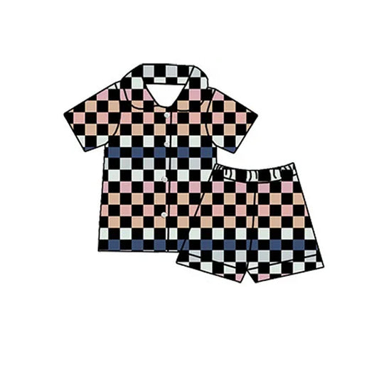 preorder GSSO1745  Colorful plaid short-sleeved shorts pajama set  2024 12.10