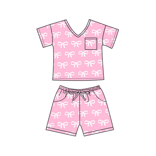 presale GSSO1940 Adult Women Pink Bows V-Neck Tops Shorts Pajamas 2025 1.4