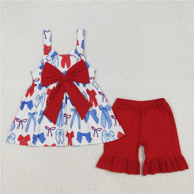 Match Baby Infant Girls 4th of July Bows Halter Rompers Set D 3.15