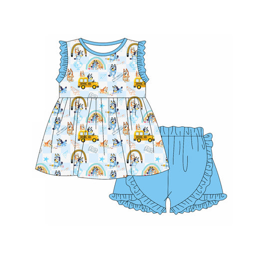 presale GSSO1954  Baby Girls Dogs Back To School Tunic Ruffle Shorts Clothes Sets 2025 1.4
