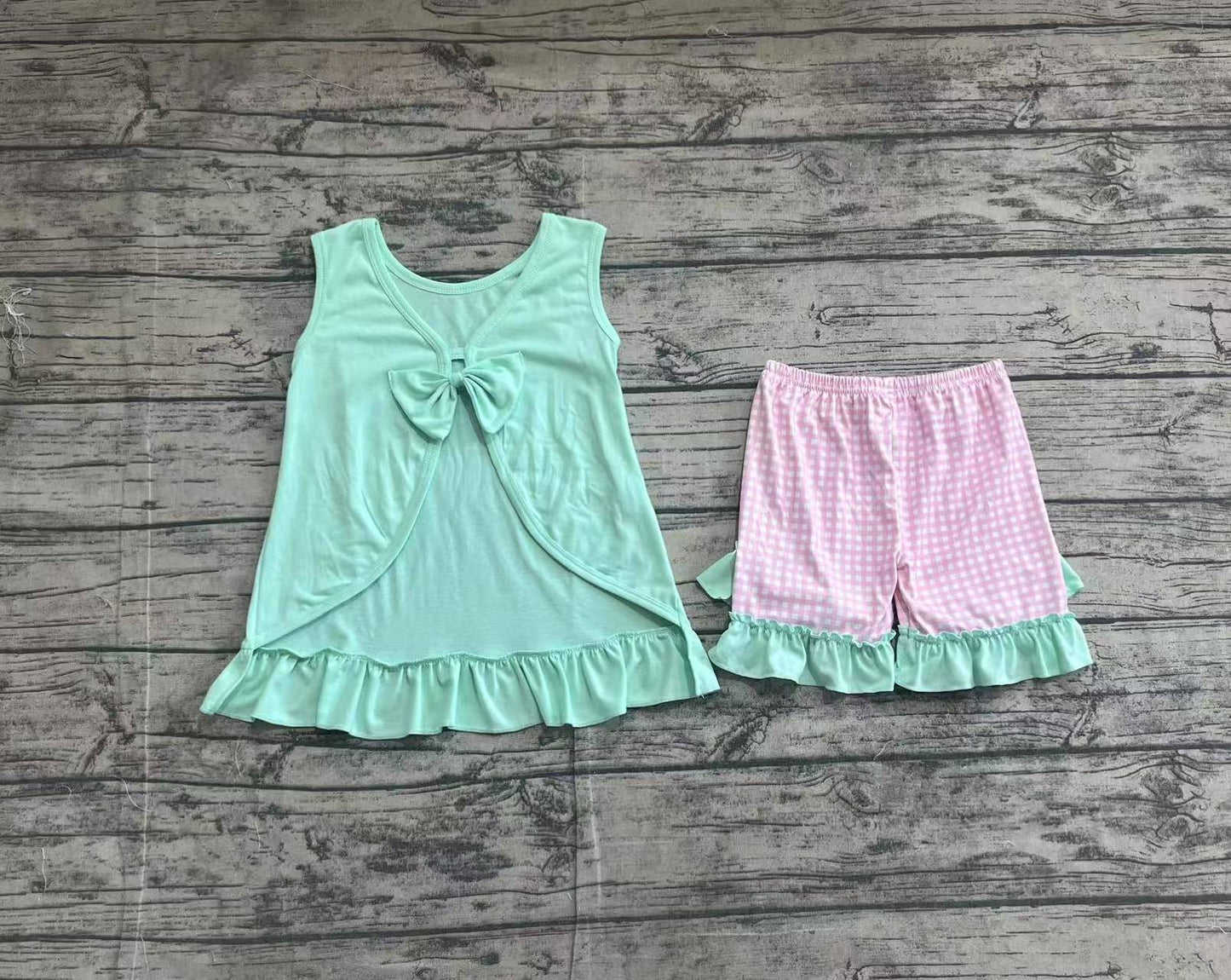 GSSO1983  Embroidery Baby Girls Castle Star Bows Tunic Ruffle Shorts Sets D 3.27
