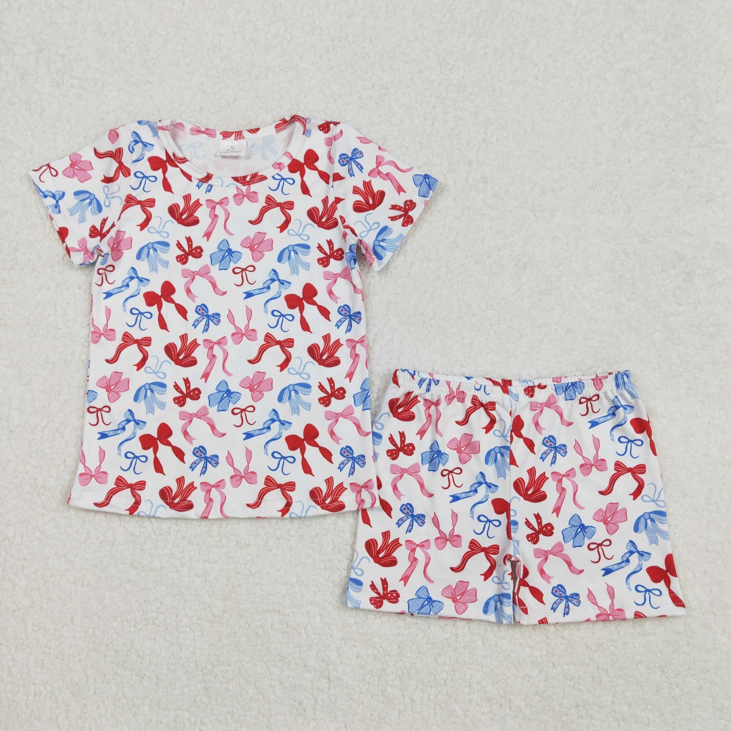 GSSO1992  Baby Girls 4th Of July Bows Coquette Shirts Shorts Set