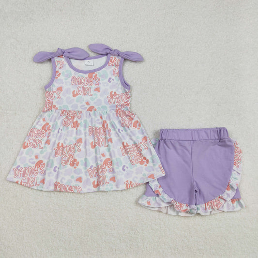 GSSO2010 Baby Girls Lavender Daddy's Girl Leopard Tunic Ruffle Shorts Sets  D 3.1