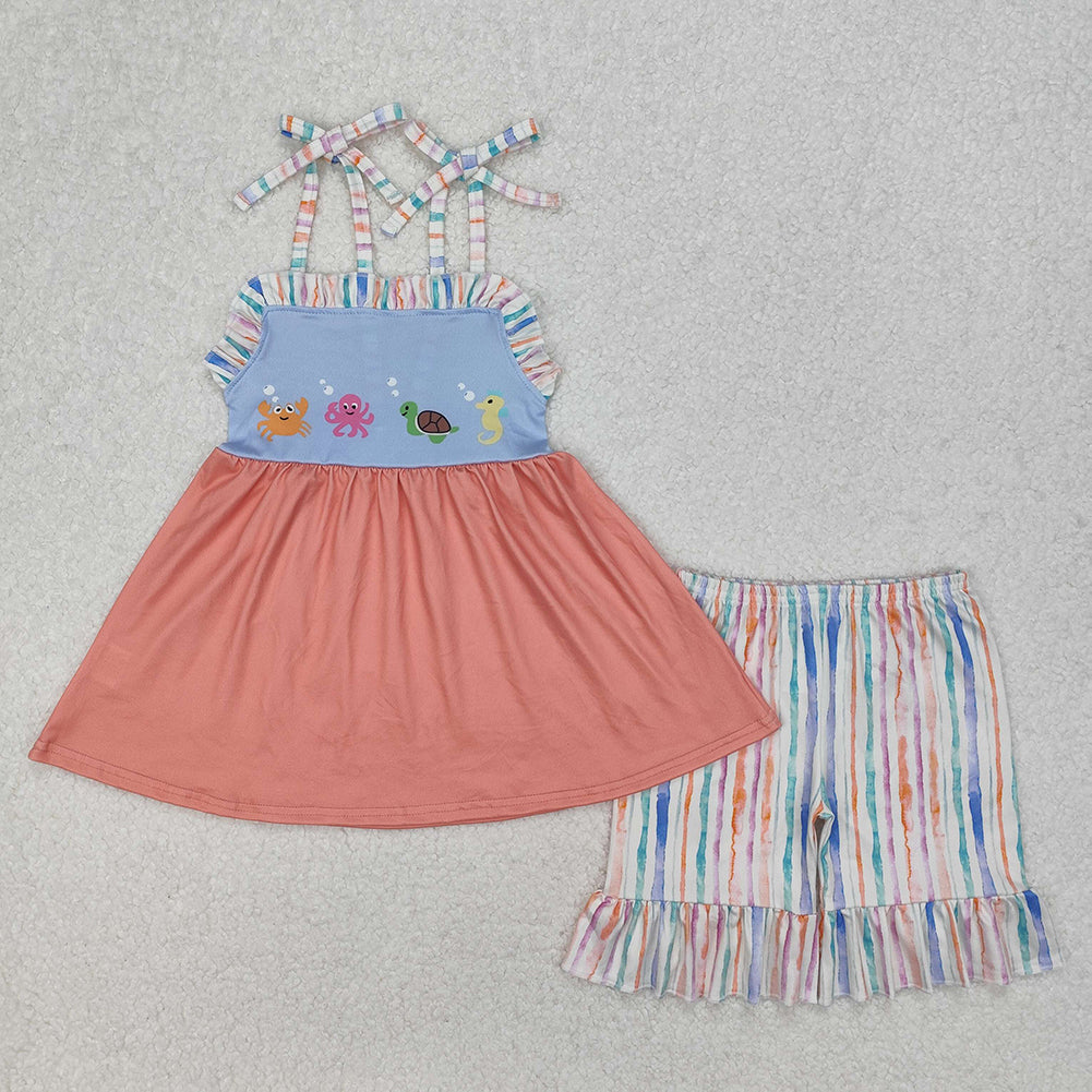 GSSO2016  Ocean Animals Suspender Shorts Sets