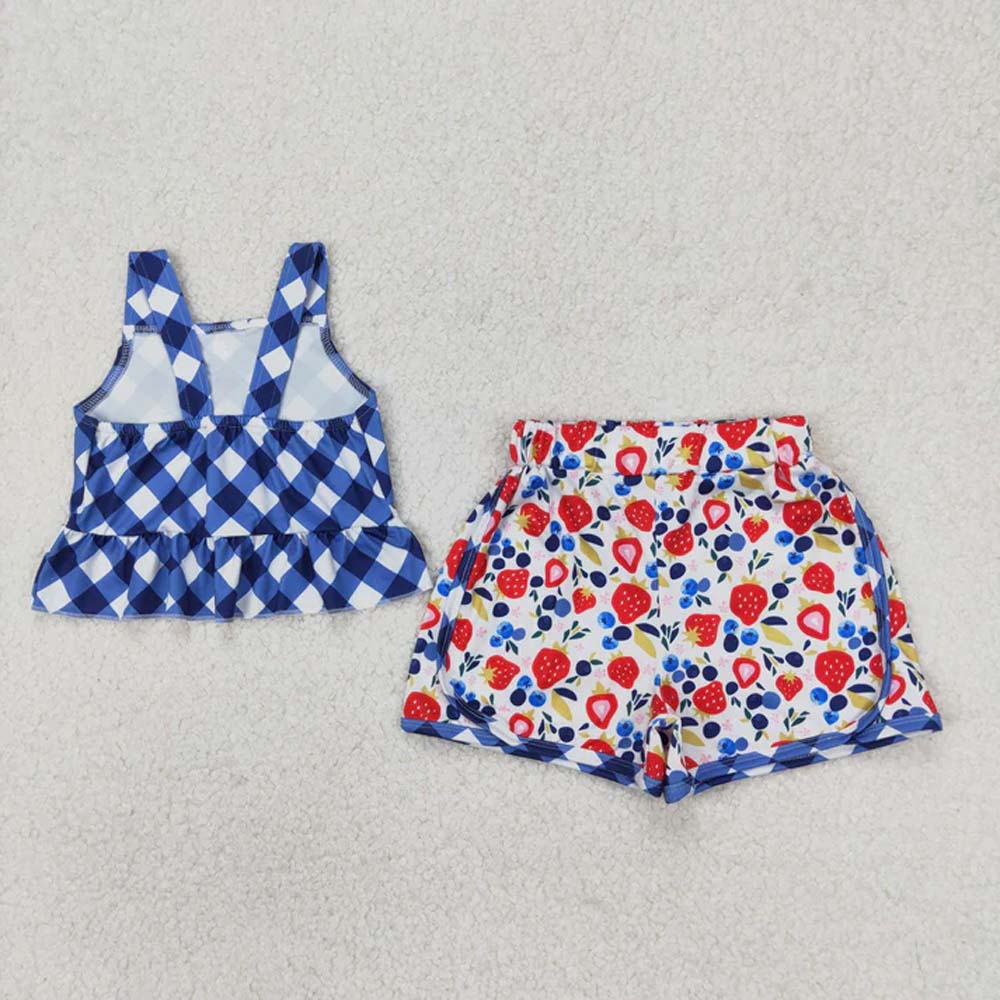 Sibling Baby Girls Summer Straps Button Top Floral Shorts Clothes Sets D 6.27