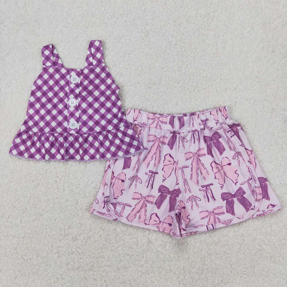 Sibling Baby Girls Summer Straps Button Top Floral Shorts Clothes Sets D 6.27