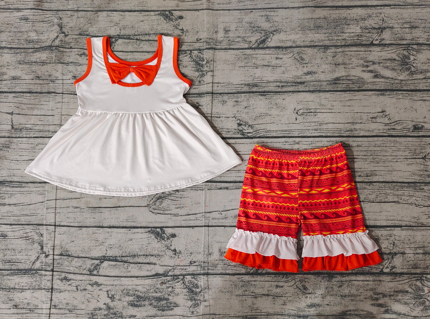 GSSO2057 Baby Girls Island Princess Tunic Ruffle Shorts Clothes Sets  D 3.14
