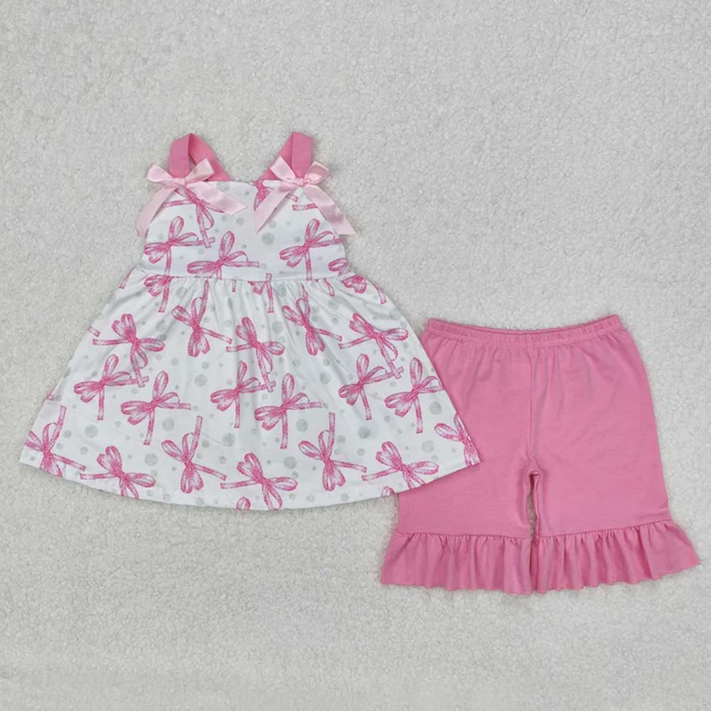 Sibling Baby Girls Straps Floral Tunic Ruffle Shorts Summer Clothes Sets  D 6.26