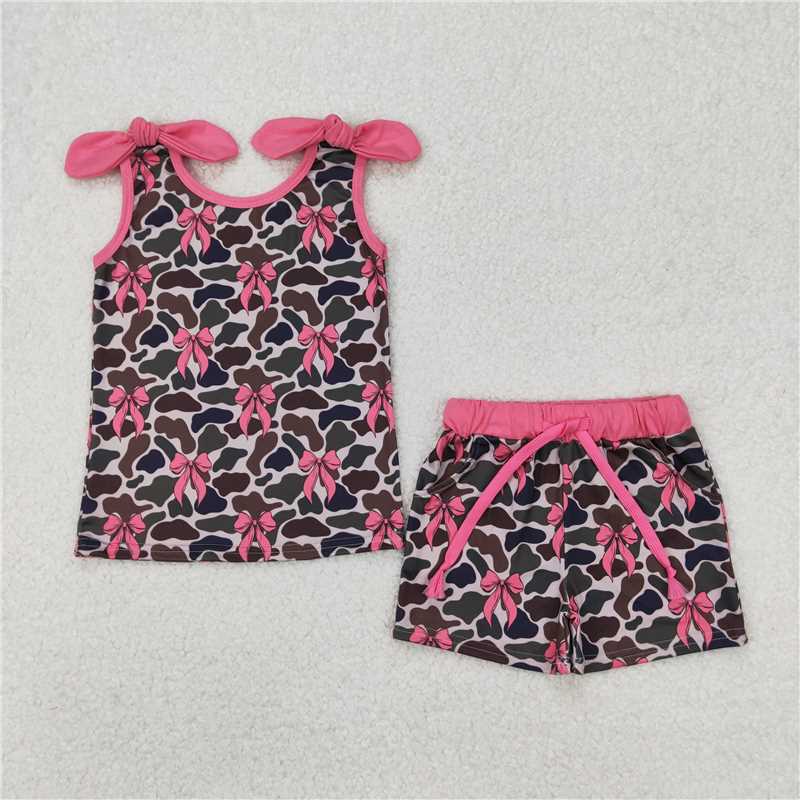 Match Baby Girls Summer Bows Top Shorts Clothes Sets  D 3.27