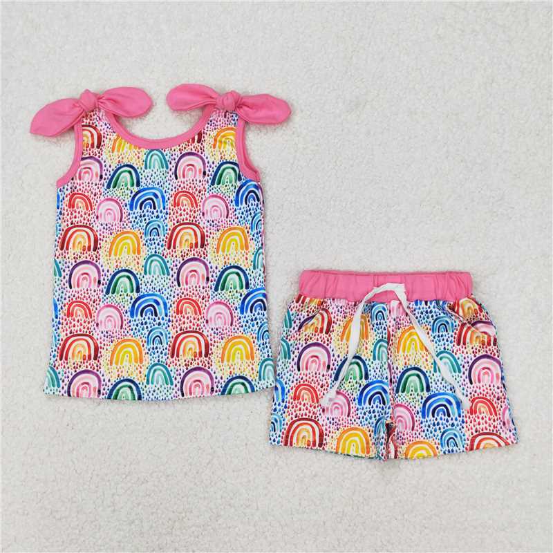 Match Baby Girls Summer Bows Top Shorts Clothes Sets  D 3.27
