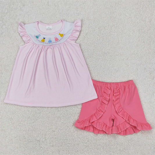 GSSO2125 Baby Girls Pink Princess Tunic Top Ruffle Shorts Clothes Sets D 3.27