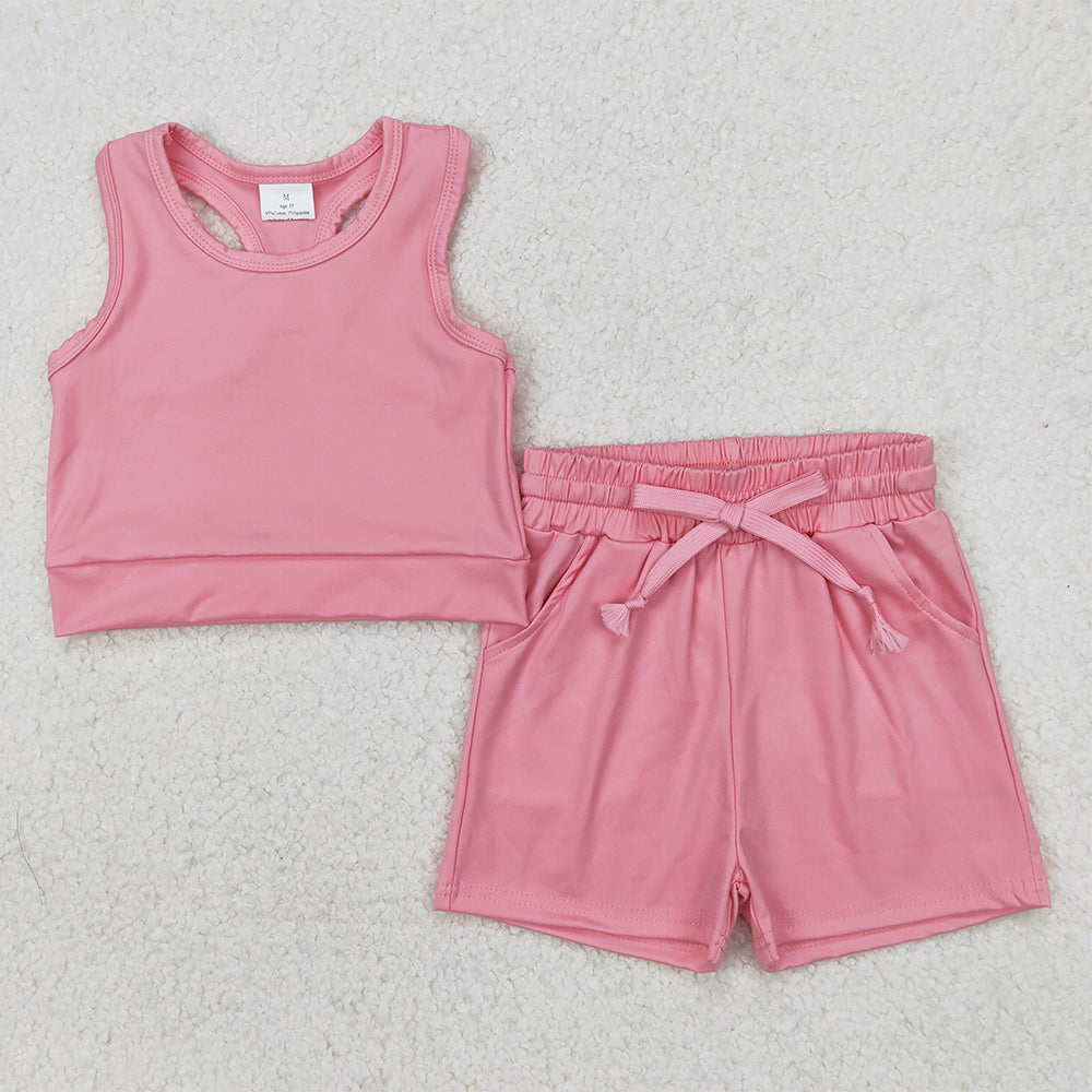 GSSO2130  Baby Girls Rust Vest Top Sports Shorts Clothes Sets  D 3.27