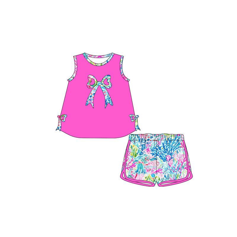 presale GSSO2149 Baby Girls Bow Tunic Top Flowers Shorts Clothes Sets  D 3.20