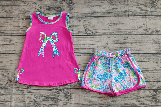 presale GSSO2149 Baby Girls Bow Tunic Top Flowers Shorts Clothes Sets  D 3.20