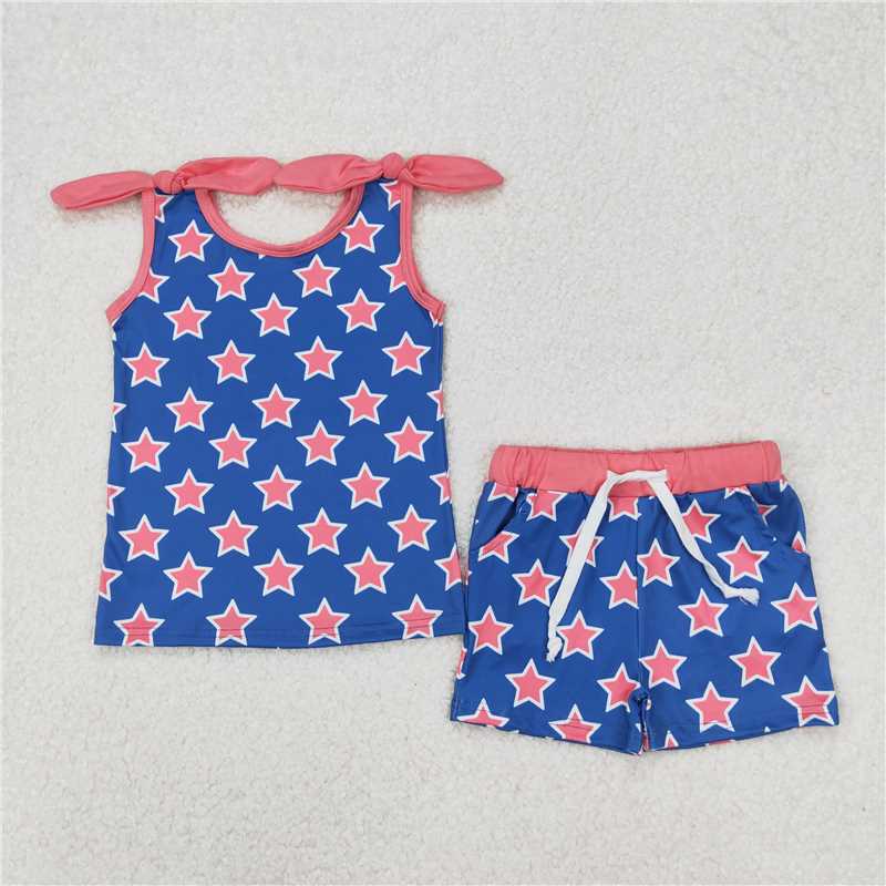Match Baby Girls Summer Bows Top Shorts Clothes Sets  D 3.27