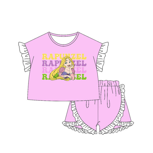presale GSSO2159  Baby Girls Princess RA Shirt Ruffle Shorts Clothes Sets  D 2.12