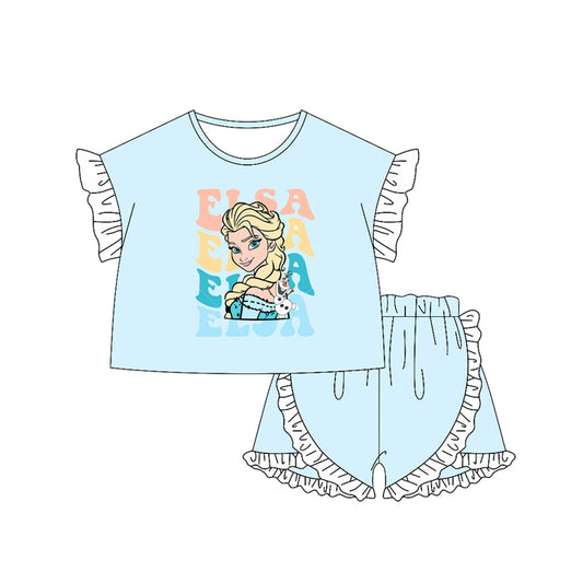 presale GSSO2161  Baby Girls Princess E Shirt Ruffle Shorts Clothes Sets  D 2.12