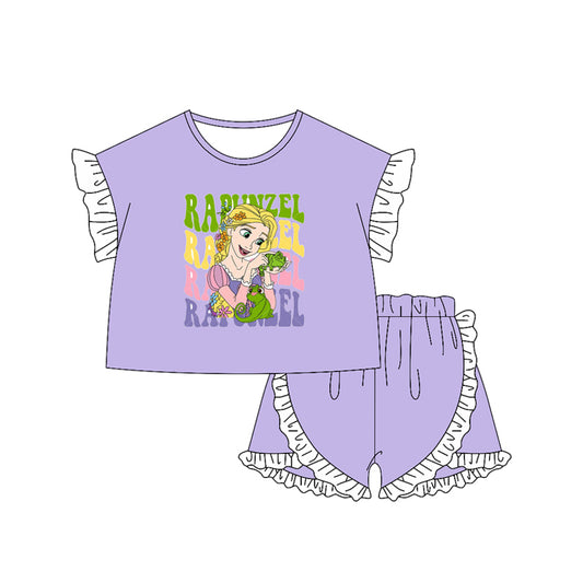 presale GSSO2163  Baby Girls Princess R Shirt Ruffle Shorts Clothes Sets D 2.12