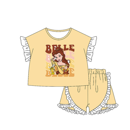 presale GSSO2164 Baby Girls Princess B Shirt Ruffle Shorts Clothes Sets  D 2.12