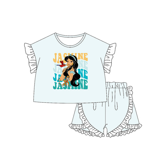 presale GSSO2166  Baby Girls Princess J Shirt Ruffle Shorts Clothes Sets  D 2.12