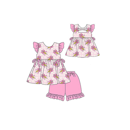 presale GSSO2171  Baby Girls Red Baseball Bows Shirt Top Shorts Clothes Sets   D 2.13