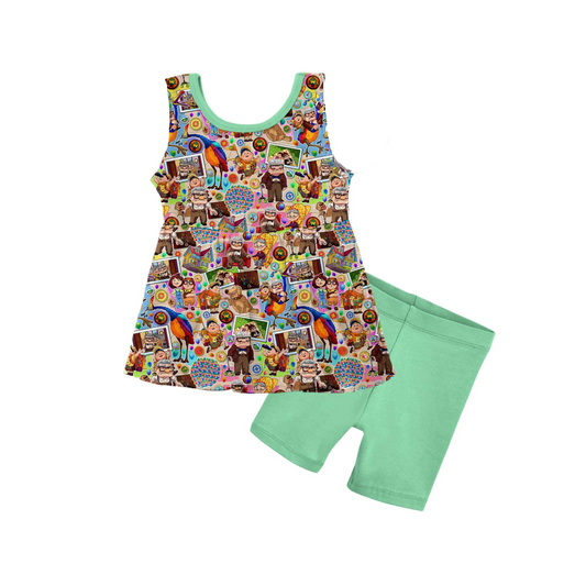 Custom Baby Girls Cartoon Balloons Tunic Top Shorts Clothes Sets D 5.20