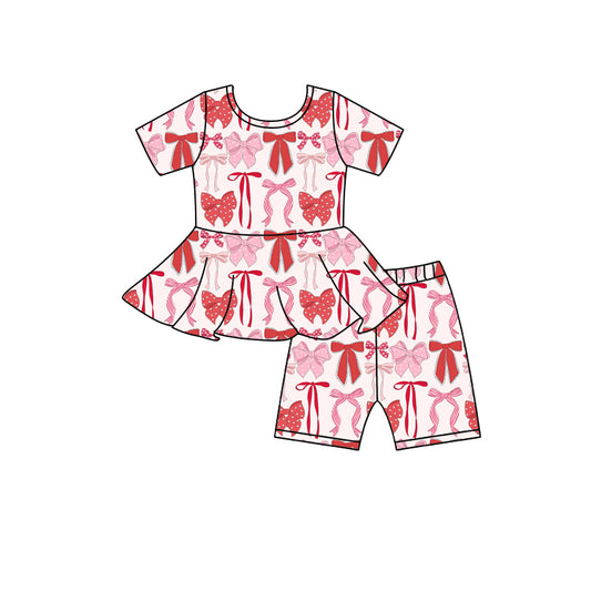 presale GSSO2196 Pink bow pattern short-sleeved shorts set 2025 2.15