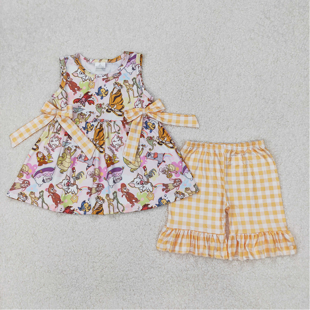 GSSO2197   Baby Girls Cartoon Animals Tunic Top Ruffle Shorts Clothes Sets  D 3.18