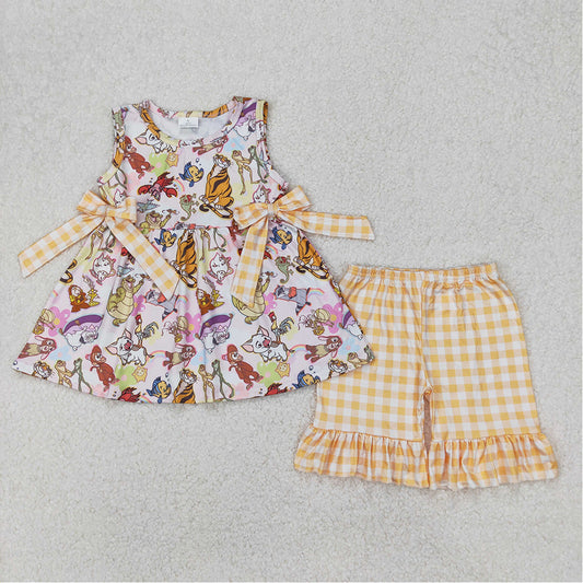GSSO2197   Baby Girls Cartoon Animals Tunic Top Ruffle Shorts Clothes Sets  D 3.18
