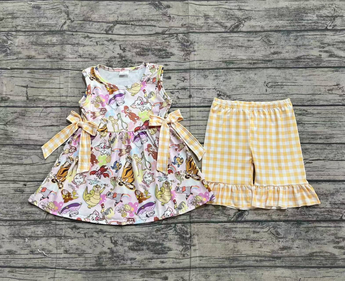 GSSO2197   Baby Girls Cartoon Animals Tunic Top Ruffle Shorts Clothes Sets  D 3.18