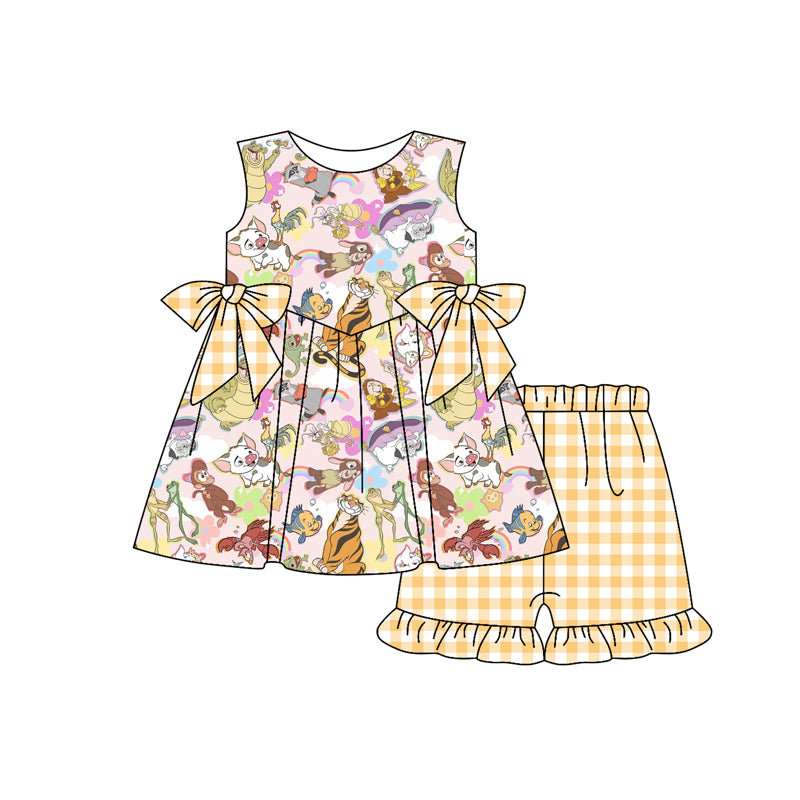 GSSO2197   Baby Girls Cartoon Animals Tunic Top Ruffle Shorts Clothes Sets  D 3.18