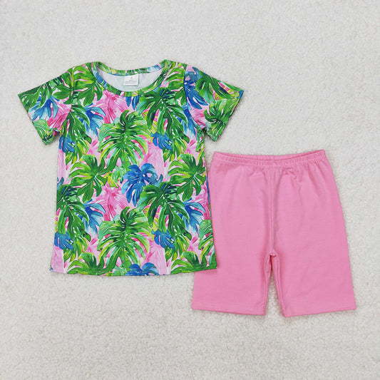 GSSO2211   Baby Girls Leaves Summer Top Shorts Clothes Sets D 3.15
