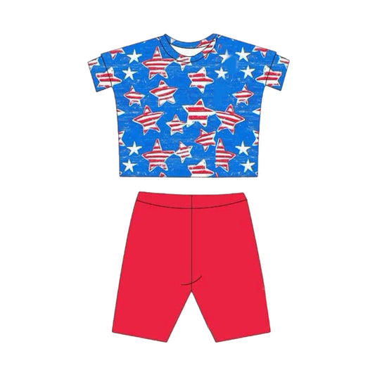 presale GSSO2213  Baby Girls 4th Of July Stars Top Shorts Clothes Sets 2025 2.17
