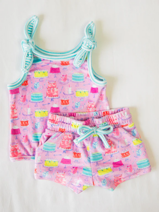 presale GSSO2215 Baby Girls Birthday Cake Bows Top Shorts Clothes Sets 2025 2.17