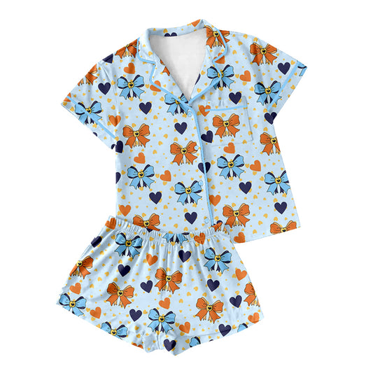 presale GSSO2296 Adult Women Cartoon Dogs Bows Lapel Buttons Tops Shorts Pajamas D 3.5