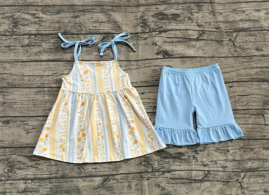 presale GSSO2302 Floral yellow striped suspenders blue shorts suit D 4.21