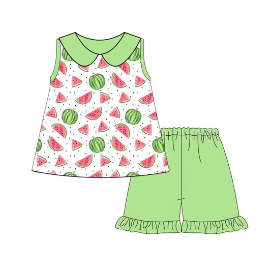 presale GSSO2308 Baby Girls Watermelon Tunic Green Shorts Clothes Sets D 3.5