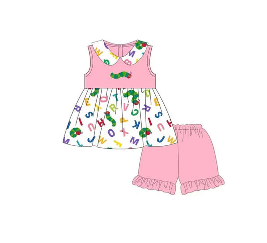 presale GSSO2313 Baby Girls Caterpillar Tunic Tops Ruffle Shorts Clothes Sets D 3.5