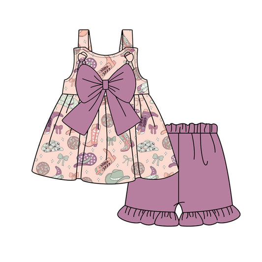 presale GSSO2328 Boots, hat, light ball, purple bow pattern, lace sleeveless shorts set D 3.4