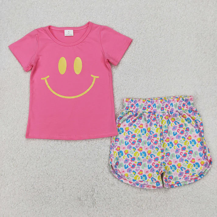 Sibling Vinyl Baby Girls Short Sleeves Smile Top Floral Shorts Sets D 814 10