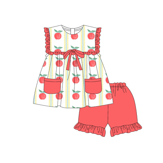 presale GSSO2467 Baby Girls Peaches Pockets Tunic Ruffle Short Set D 3.20