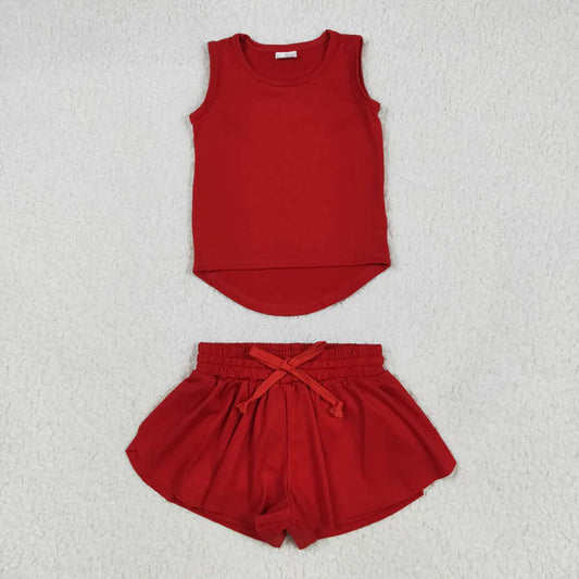 GSSO2499  Baby Girls Red Sleeveless Top Skirts Sets D 7.7